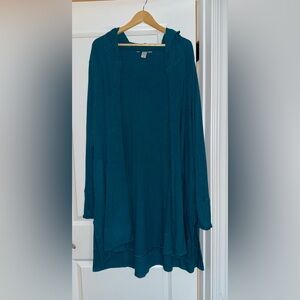 Athleta Teal  “Harmony Pose” Hooded Women's Cardigan With Pockets